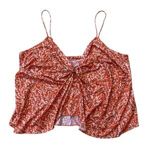 Anthropologie Orange Floral Crop Top